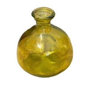 San Miguel Glass Vase Yellow‎ Bulb Shaped Recycled